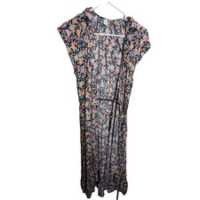 Old Navy Dress Women's Medium Wrap Short Sleeve Long Maxi Tie Cottage Boho