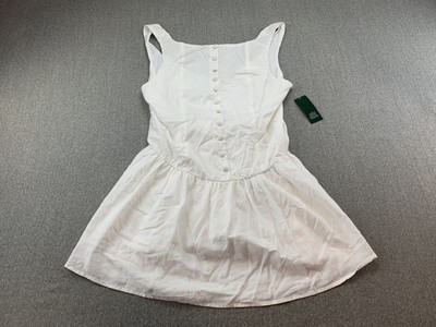 Wild Fable Linen Blend Skater Dress Women Medium White Button Front Short Skirt