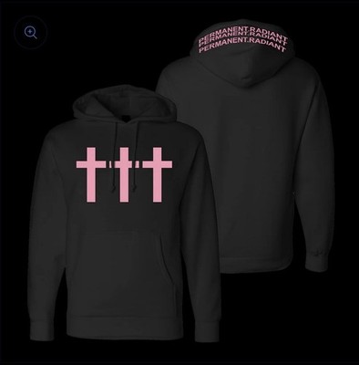 CROSSES BAND     PERMANENT.RADIANT BLACK & PINK HOODIE LARGE CHINO DEFTONES BN