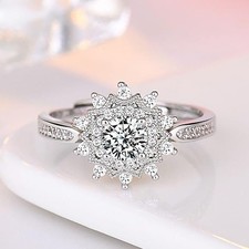 Snowflake Adjustable Ring 925 Sterling Silver Womens Girl Jewellery Love Gift UK