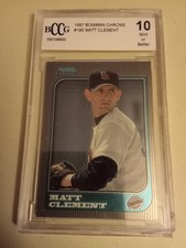 1997 Bowman Chrome Matt Clement #190 Graded BCCG 10 MINT+ Rookie Baseball Card. rookie card picture