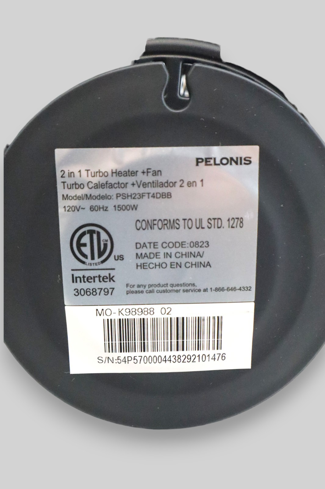 Pelonis Turbo  Electric Space Heater PSH23FT4DBB 2-in-1 95 Watts- WITH REMOTE