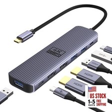 USB C to Dual HDMI Adapter, 7-in-1 USB-C Docking Station Dual Monitor