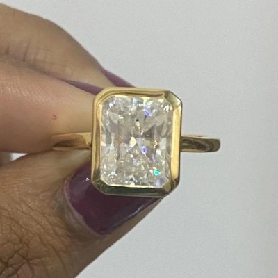 2.50 CTW Radiant Cut D/VVS1 Moissanite Engagement Ring 14K Yellow Gold Plated