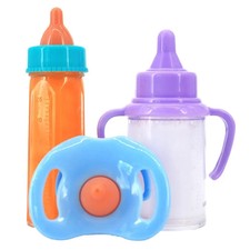 Baby Doll Feeding Bottle Set – 2pc Milk & Juice Bottles with Toy Pacifier