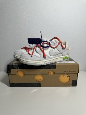 Nike Dunk Low Off-White (Lot 13) Sail Grey Athletic Shoes Size 4 Mens DJ0950-110