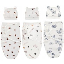 3-Pack Organic Baby Swaddles 0-3 Months,Newborn Sleep Sacks,Baby Receving Bla...