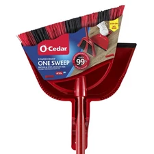 O-Cedar One Sweep Broom with Step-On Dustpan | Remove 99% Red