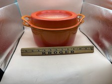 Vintage Cousances Dutch Oven 24 Enamel Coated Cast Iron Orange