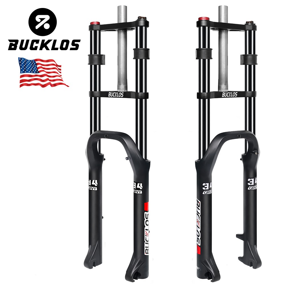 BUCKLOS 26*4.0&rdquo; Oil Suspension Fork Fat Tire Snow Electric MTB Bike 180mm Travel