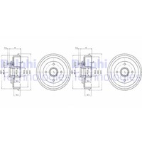 2X Delphi 203Mm Bremstrommeln Hinten Passend FÜR Ford Focus Links+Rechts | BF402