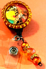 Animal Giraffe 7 Id badge holder retractable alligator clip