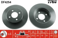 2X TRW Bremsscheibe DF4254 FüR Sunny Nissan N15 Almera 1 Hatchback 3 Liftback