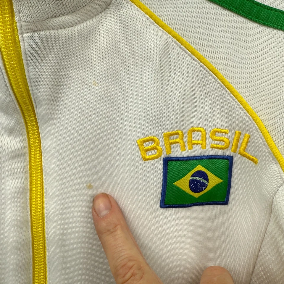 Adidas Brasil Chaqueta de Pista Unisex Pequeña Blanca Cremallera Completa Manga Larga Fútbol Foto 4 de 4