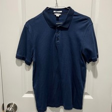 Calvin Klein Mens Navy Blue Stripe Liquid Cotton Polo Shirt Size S