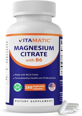 Magnesium Citrate 500mg with Vitamin B6 Muscle Heart Support 180 Capsules