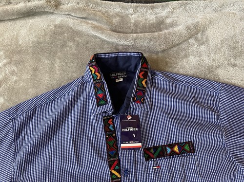 Rare Tommy Hilfiger Shirt Men’s Size XL Native/Aztec Multicolor Embroidered NWT - Picture 4 of 12
