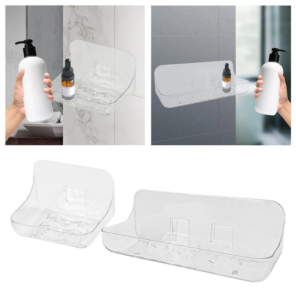 Shower Caddy Clear Acrylic No Drill Fashion Multipurpose Adhesive Wall Shelf