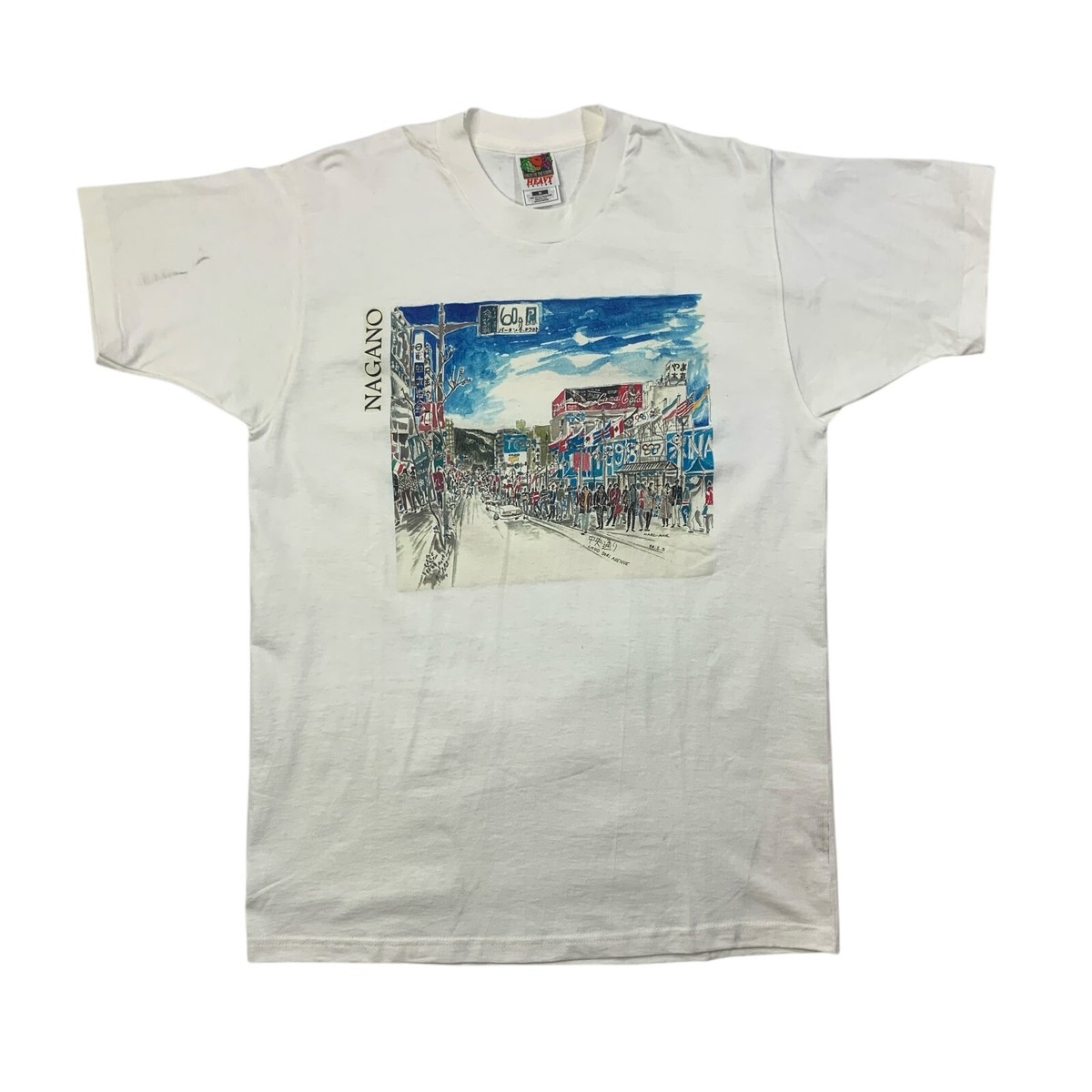 Vintage Nagano Olympics T Shirt Mens M Medium White Cotton Winter