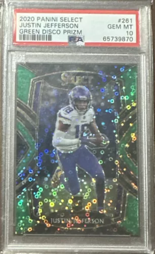 2020 Panini Select Justin Jefferson Green Disco Prizm 4/5 PSA 10