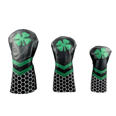 Golf Club Head Cover Honeycomb & Clover Design Black Themed for(1/3//Hybrid)
