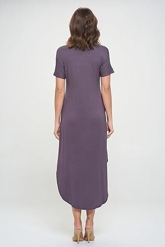 Women's Short Sleeve Maxi T-Shirt Dress, Casual Cute Loose Swing - Picture 113 of 156