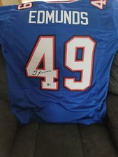 BUFFALO BILLS TREMAINE EDMUNDS SIGNED CUSTOM BLUE JERSEY BECKETT COA!