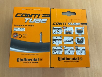 2 x Continental Fahrradschlauch 24'' 50-60/507 D40 Conti Tube Compact 24 Wide (24