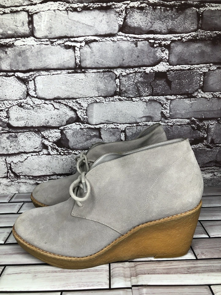 Botines de cuña Cole Haan Halley gris gamuza con cordones crepé para mujer talla 8,5B EE. UU./39 UE Foto 3 de 4