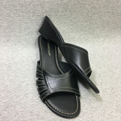 Montego Bay Club Shoes Women's Size 8 Black Block Heel Slide Sandals - Picture 4 of 12