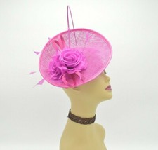 M8185 Fuschia Kentucky Derby Church Wedding Easter Tea Party Sinamay Fascinator