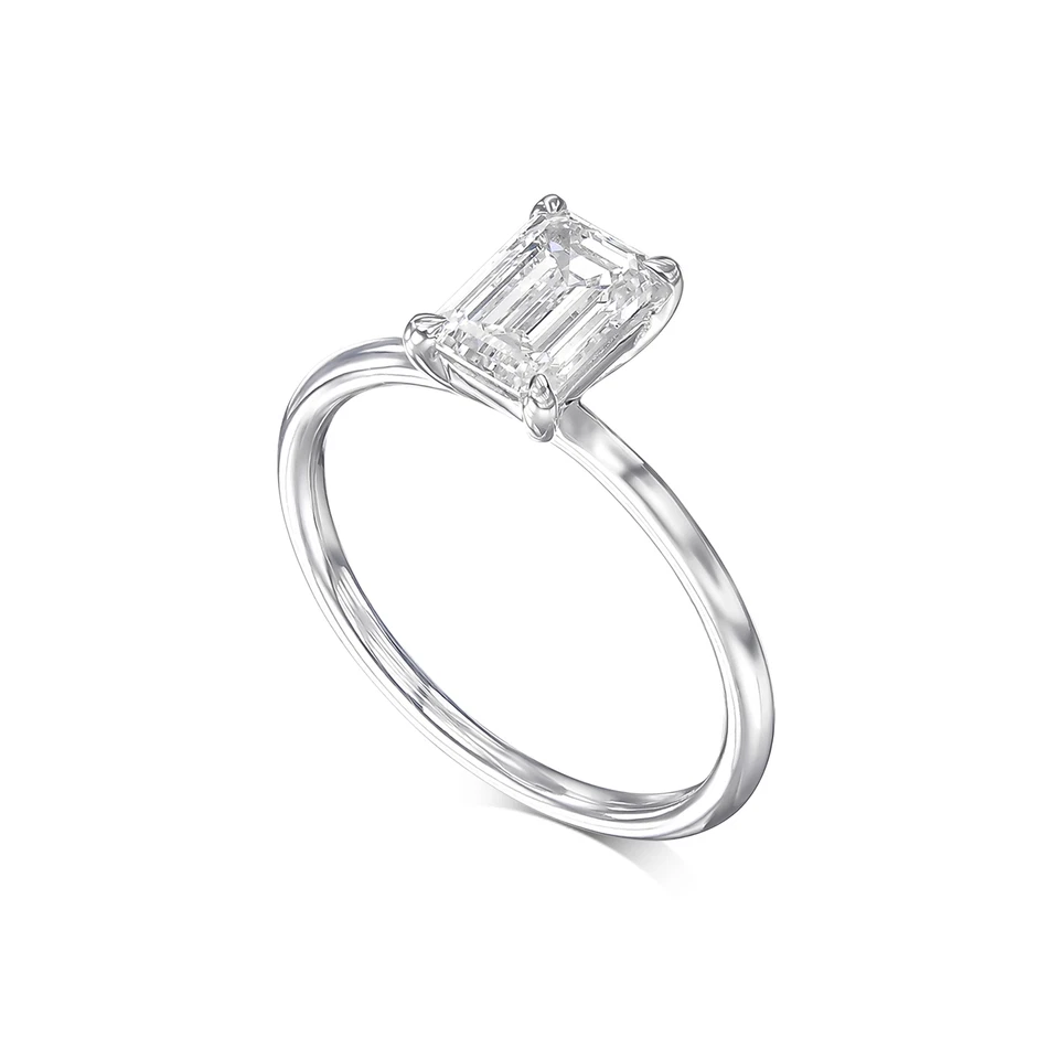 IGI Diamond Engagement Ring VVS2 D Emerald Cut 1.50 Ctw Lab Created Special - Image 3 of 4