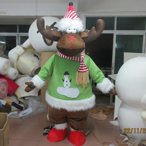 Halloween Cartoon Xmas Reindeer Cosplay Mascot Costume Party Outfit Carnival - Picture 1 of 3