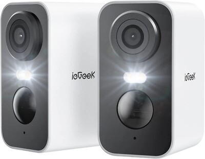 2PCS ieGeek Wireless Outdoor Security Camera WiFi Home Battery CCTV System.Alexa