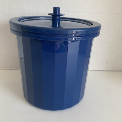 VTG Tupperware Ice Bucket Cooler 3pc. Set Blue W/push Botton Lid 1683-4