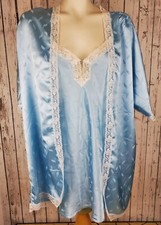 Vtg California Dynasty Nightgown  Cover 2pc Sleepwear Set Kimono Lace Small S