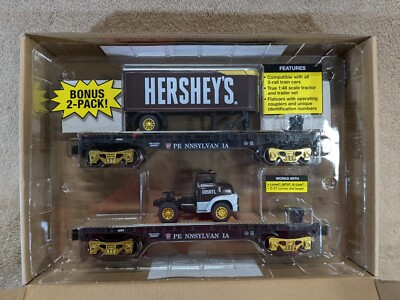 #ad Menards 275 9047 2 Pack Railway Express Agency Flatcars with Tractor amp; Trailer $43.23