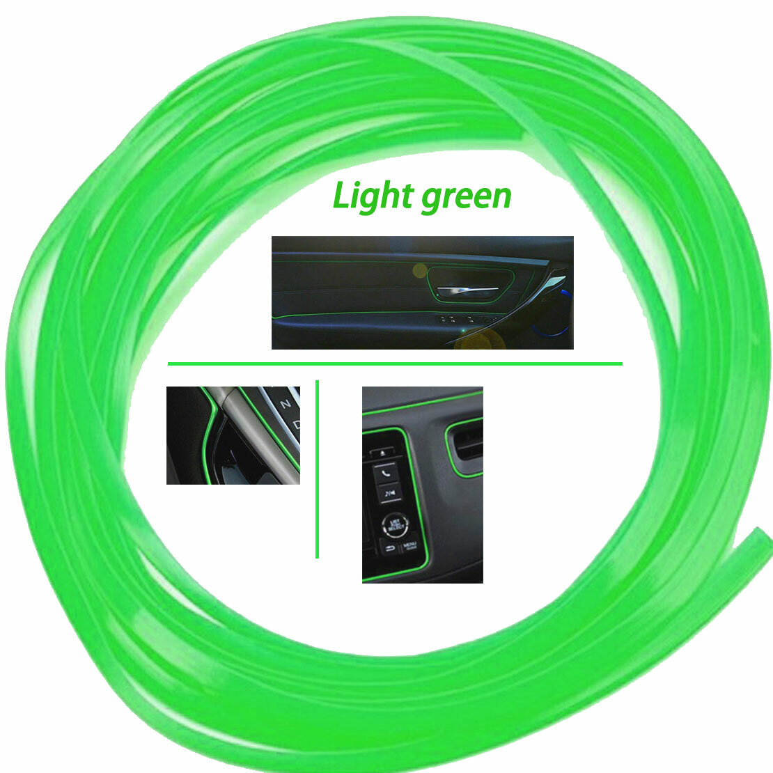 5m 16.4ft Green Car Inner Door Gap Edge Line Insert Molding Trim Strip deck