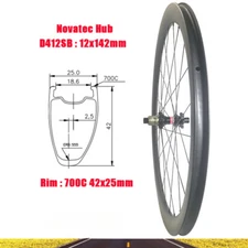 42x25mm 700C Road Bike Rear Wheelset Carbon 24Hole Asymmetric 6 Bolts HG XD Hub