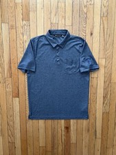 Travis Mathew Polo Shirt Men Large Blue Golf Performance Stretch Heathered Logo