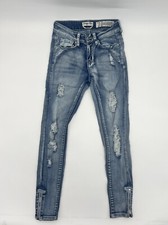 Indigo Rein Distressed Ankle Skinny Jeans size 0
