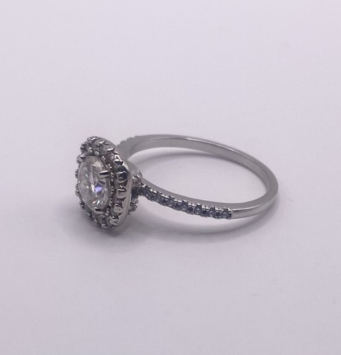 Park Lane 1 Carat Moissanite Ring with Cushion Halo - Sterling Silver, UK Q 3/4 - Picture 9 of 12