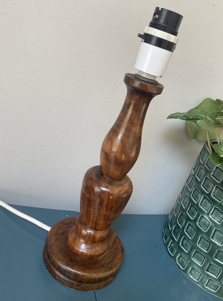 Vintage Solid Wooden Turned Wood Table Lamp Base, 30cm Tall eBay