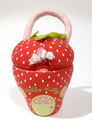 2006 Nakajima Hello Kitty Plush Strawberry Basket 5'' Inch RARE Easter Sanrio