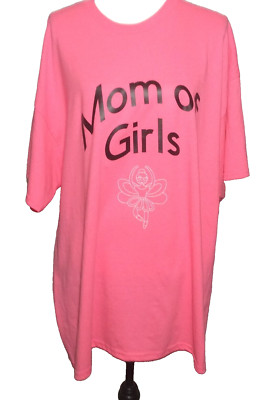 Women Pink Short Sleeve T-Shirt Size 2XL Mom of Girls Multicolor
