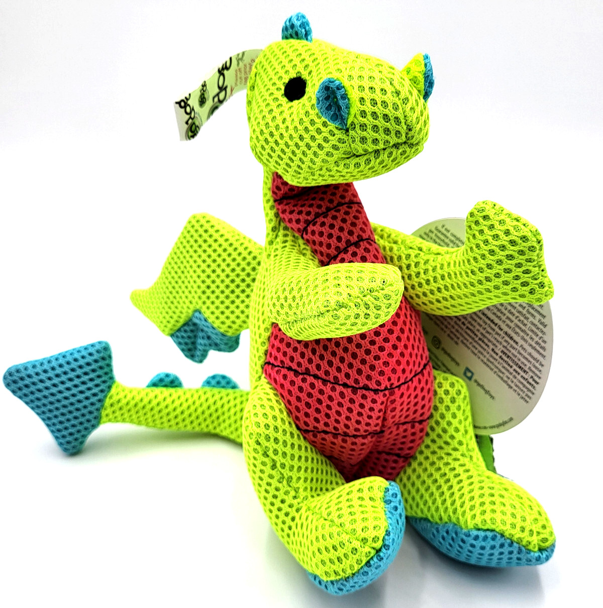 GoDog Dragon Small Plush Squeaky Interactive Toss & Shake Dog Toy 7"