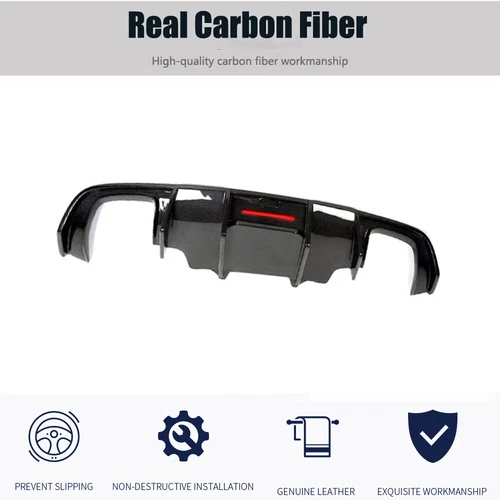 Labio difusor de parachoques trasero de carbono real con luces LED para Audi Q5 SQ5 2012-2018 - Imagen 6 de 9