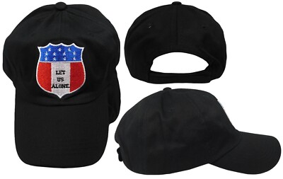 Let Us Alone Shield Black Cotton Adjustable Embroidered Cap Hat