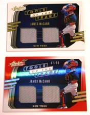 Lot (2) 2021 Absolute Tools Trade TT2-JM James McCann Dual Swatches Red /99 Base