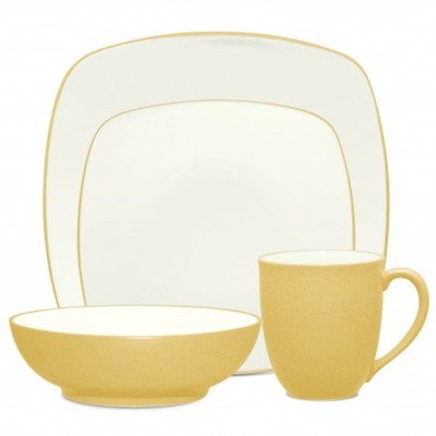 Noritake Colorwave Mustard Square 48Pc Dinnerware Set, Service for 12